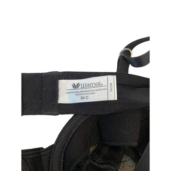 Wacoal Women's Black Underwire Adjustable Lace Bra Size 34C - Picture 4 of 5